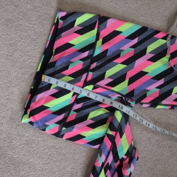 Victoria's Secret Barbie Retro 80s Geometric Patchwork Gym Cyberpunk Leggings L - Picture 6 of 8